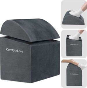 Foot Rest for Under Desk at Work - Non-Slip Foot Stool with 3 Adjustable Heights, Ergonomic Under Desk Footrest with Washable Cover for Leg Elevation, Desk, Home, Office, Car (Dark Grey)